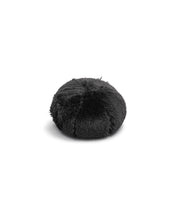 The Cojín de Lujo Albania Ball by Intima Hogar is a round, dark gray, plush-textured pet bed displayed against a white background.