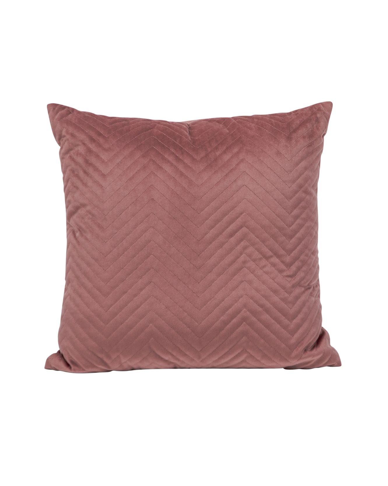The Funda de Cojín Sakai by Intima Hogar is a square pink velvet pillow cover with a patrón en espiga. It features slightly pointed corners and a smooth, soft textura piel de durazno, shown against a white background.