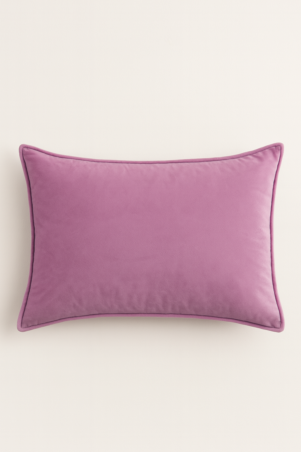 La Funda de Almohada Ensueño Lila de Intima Hogar, rectangular y suave con borde a juego, se muestra sobre un fondo neutro—ideal para aportar elegancia y comodidad a tu habitación y mejorar tu descanso.