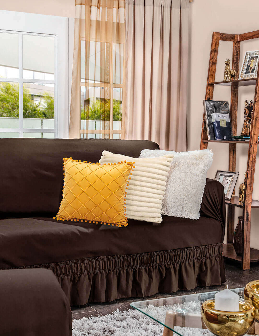 Cubre sofa de dos puestos Resist Moka